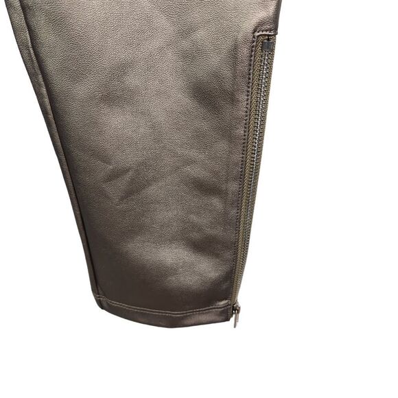 YUMMIE Pants Womens Medium Bronze Faux Leather Side Zipper Leggings NWT Shaping - Picture 4 of 8